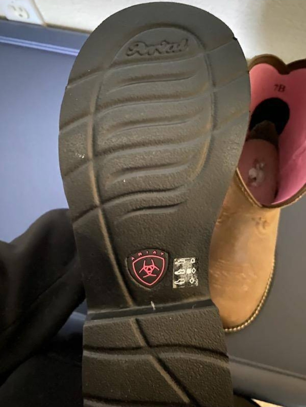 Ariat Brown Western Pull-On Boots - Pink Lining - Picture 5 of 7
